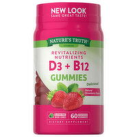 Nature's Truth Vitamin D3 + B12, Vegetarian Gummies, Natural Strawberry Flavor - 60 Each 