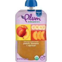 Plum Organics Stage 2 Organic Baby Food Peach, Banana + Apricot 4oz Pouch