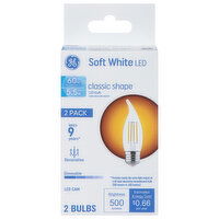 GE Light Bulbs, LED, Classic Shape, Soft White, 5.5 Watts, 2 Pack