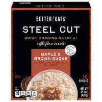 Better Oats Oatmeal, with Flax Seeds, Quick Cooking, Maple & Brown Sugar, Steel Cut - 10 Each 