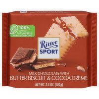 Ritter Sport Milk Chocolate, with Butter Biscuit & Cocoa Creme - 3.5 Ounce 