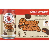 Left Hand Brewing Beer, Milk Stout, Peanut Butter - 6 Each 