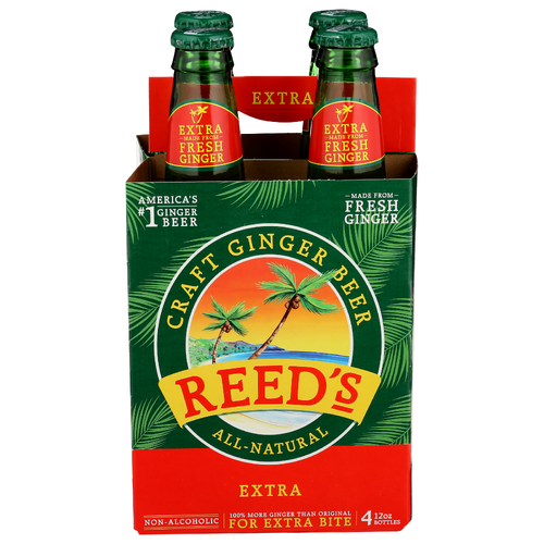 REED'S Ginger Beer Bottles - 12 Fluid Ounce - 4 Count