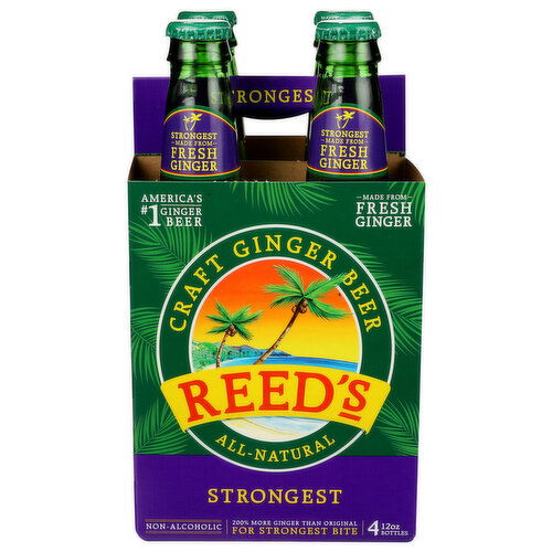REED's Ginger Beer Bottles - 12 Fluid Ounce - 4 Count