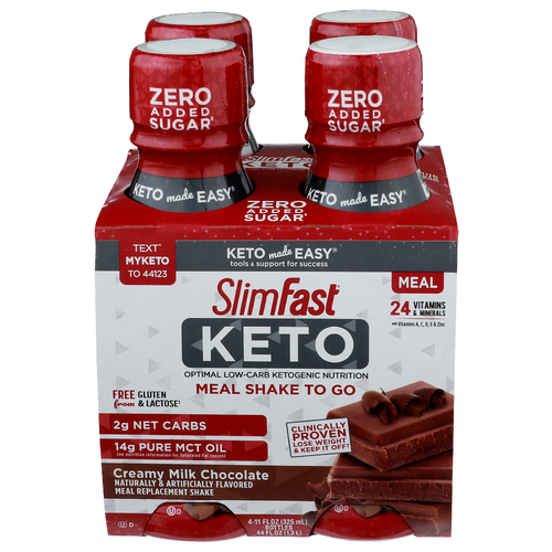 Slimfast Creamy Milk Chocolate Meal Shake To Go - 11 Fluid Ounce - 4 Count