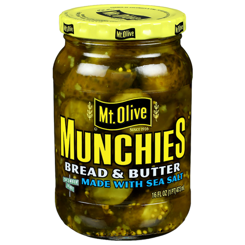 Mt. Olive Munchies Made With Sea Salt Bread & Butter - 16 Fluid Ounce Image 1 of 4