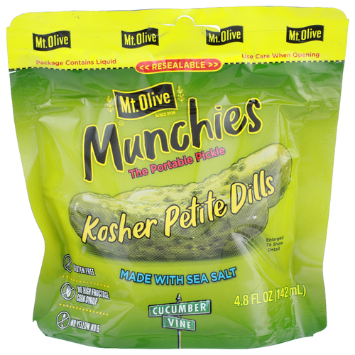 Mt. Olive Munchies Kosher Petite Dills The Portable Pickle - 4.8 Fluid Ounce