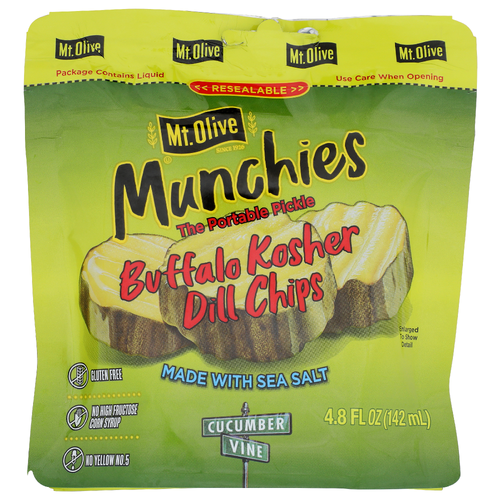 Mt. Olive Munchies Buffalo Kosher Dill Chips The Portable Pickle - 4.8 Fluid Ounce