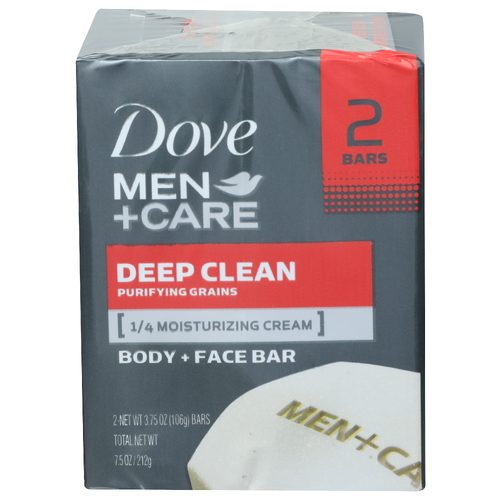 Dove Men+care Deep Clean Body + Face Bar - 3.75 Ounce - 2 Count