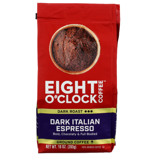 Eight O'CLOCK Dark Italian Espresso Ground - 10 Ounce