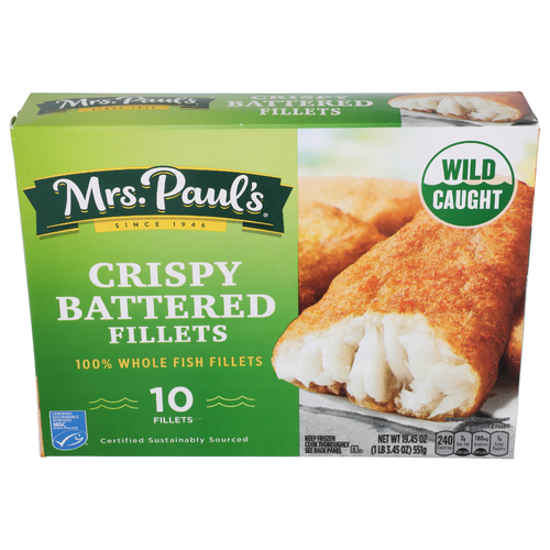 Mrs. Paul's Crispy Battered Fillets - 1.945 Ounce - 10 Count