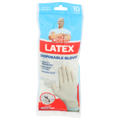 Mr. Clean Latex Disposable Gloves - 10 Count