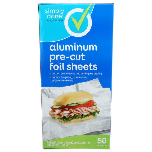 Simply Done Pre-Cut Aluminum Foil Sheets - 0.896 Square foot - 50 Count