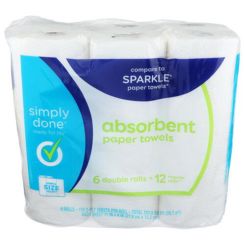 Simply Done Absorbent Paper Towels - 50.417 Square foot - 6 Count