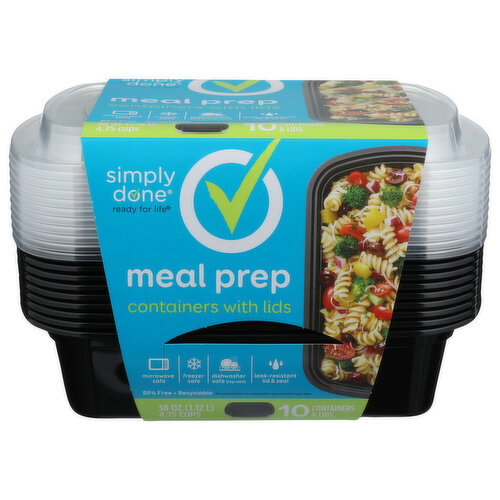 Simply Done Meal Prep Containers With Lids - 10 Count