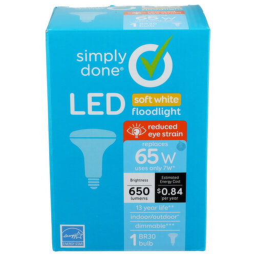 Simply Done  BR30 65W LED Soft White Floodlight Bulbs - 1 Count Image 1 of 3