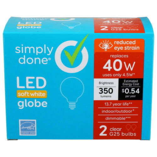 Simply Done Sd Bulb G25 Led Cri 40W Clr 2P 1 Ea - 2 Count Image 1 of 3