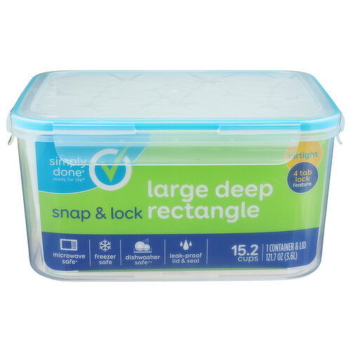 Simply Done Snap & Lock Large Deep Rectangle Container & Lid - 1 Count