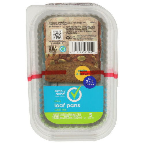 Simply Done Mini Loaf Pans W Lids 5 Pk - 5 Count