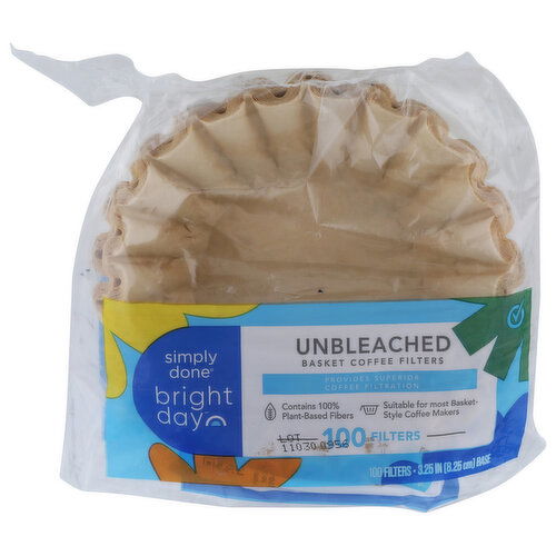Simply Done Bright Day Unbleached Basket Coffee Filters - 100 Count Image 1 of 2