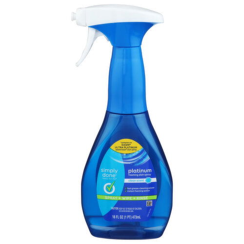 Simply Done Clean Scent Platinum Foaming Dish Spray - 16 Fluid Ounce