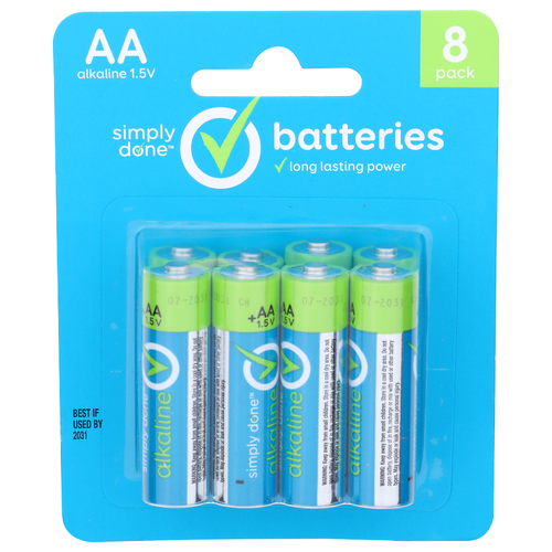 Simply Done AA Alkaline 1.5v Batteries - 8 Count