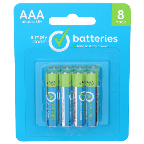 Simply Done AAA Alkaline 1.5v Batteries - 8 Count