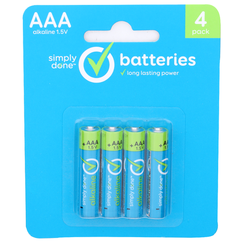 Simply Done AAA Alkaline 1.5v Batteries - 4 Count