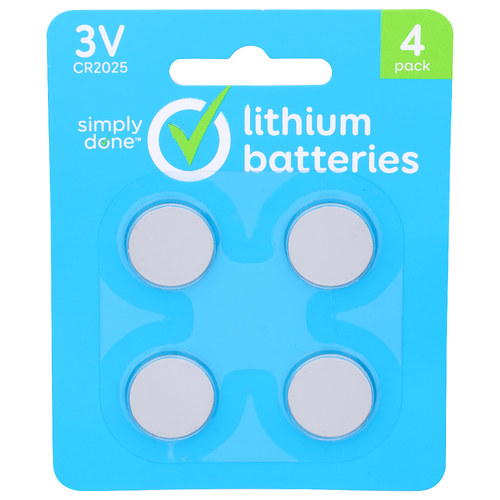 Simply Done 3v Cr2025 Lithium Batteries - 4 Count