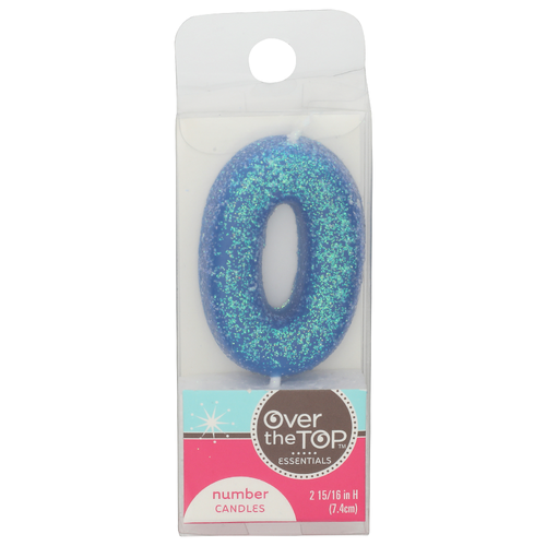 Over The Top Essentials Number 0 Blue Glitter Candles - 1 Each