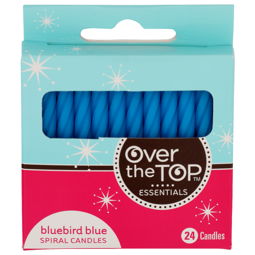 OVER THE TOP ESSENTIALS Bluebird Blue Spiral Candles - 24 Count