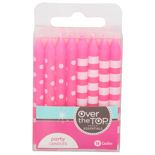 OVER THE TOP ESSENTIALS Party Pinkwhite Candles - 16 Count
