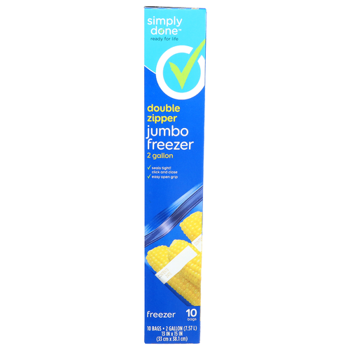 Simply Done Double Zipper Jumbo Freezer - 2 Gallon - 10 Count