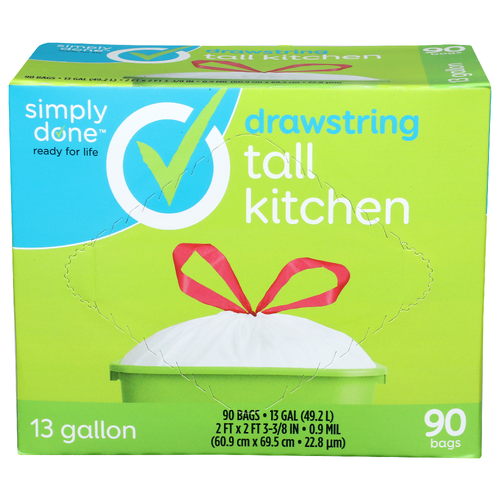 Simply Done Tall Kitchen Drawstring Bag - 13 Gallon - 90 Count