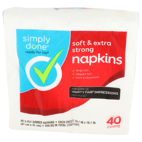 Simply Done Soft & Extra Strong Napkins - 40 Count