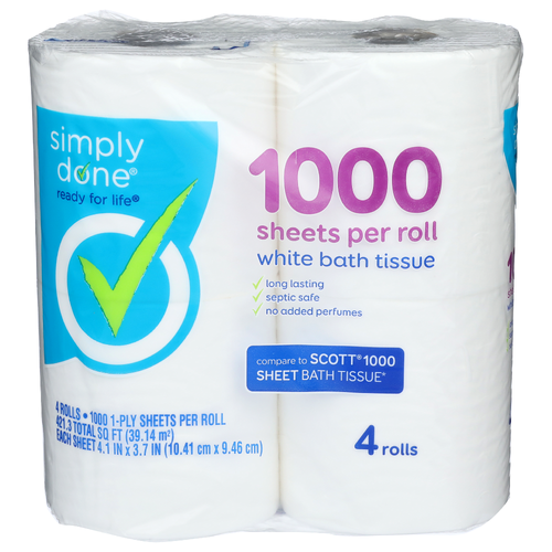 Simply Done White Bath Tissue - 4 Count