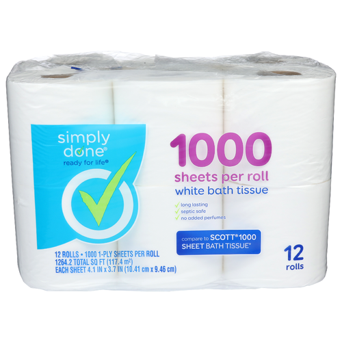 Simply Done White Bath Tissue - 12 Count