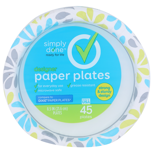Simply Done Designer Paper Plates - 45 Count
