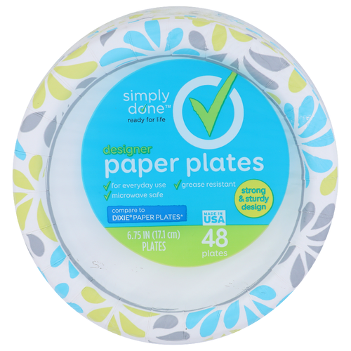 Simply Done Designer Paper Plates - 48 Count