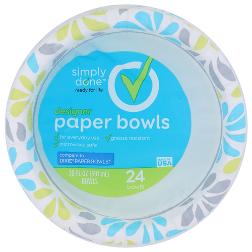 Simply Done Designer Paper Bowls - 20 Fluid Ounce - 24 Count