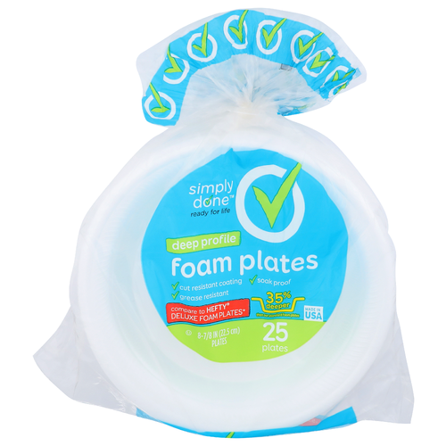 Simply Done Deep Profile Foam Plates - 25 Count