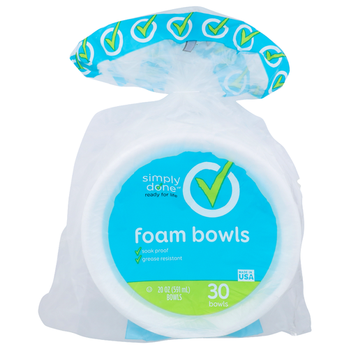 Simply Done Foam Bowls - 20 Ounce - 30 Count