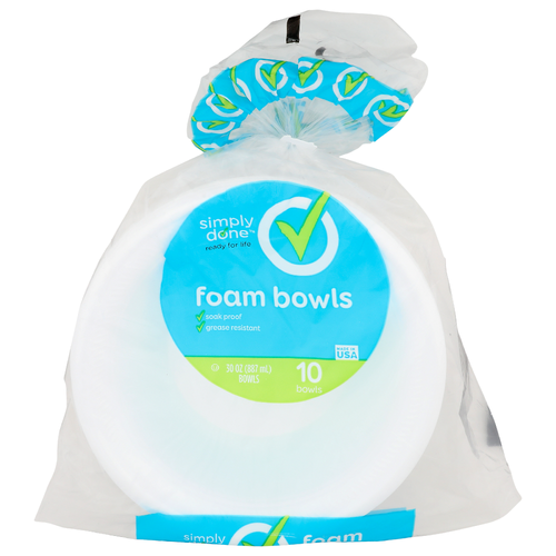 Simply Done Foam Bowls - 30 Ounce - 10 Count