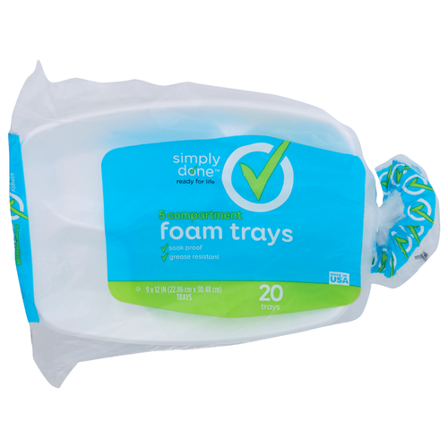 Simply Done 5 Compartment Foam Trays - 20 Count