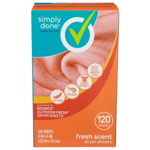 Simply Done Fresh Scent Dryer Sheets - 120 Count