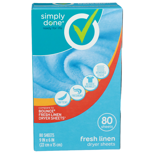 Simply Done Fresh Linen Dryer Sheets - 80 Count