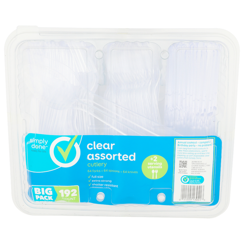 Simply Done Big Pack Clear Assorted Cutlery - 192 Count