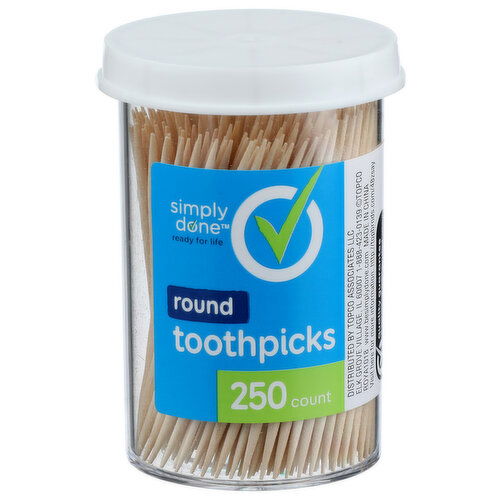 Simply Done Round Toothpicks - 250 Count