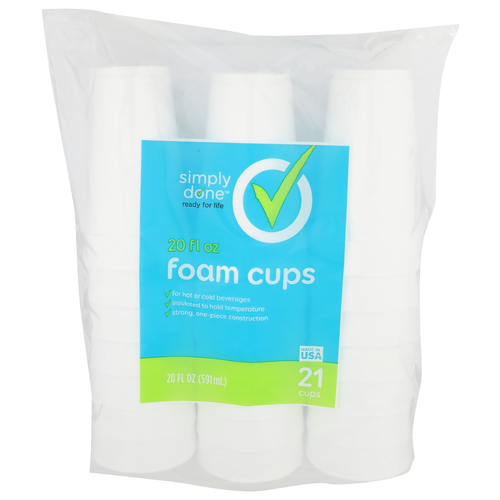 Simply Done Foam Cups - 20 Fluid Ounce - 21 Count