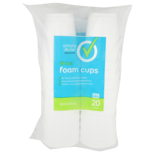 Simply Done Foam Cups - 16 Fluid Ounce - 20 Count